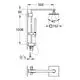Grohe Duschsystem mit Wandmontage, bestehend aus einer Regenbrause und Handbrause, unter einem verchromten Arm in einem schematischen technischen Design.