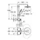Schemaplan eines Duschsystems von Grohe mit Handbrause und Kopfbrause, inklusive Abmessungen und Montagehinweisen für die Installation.
