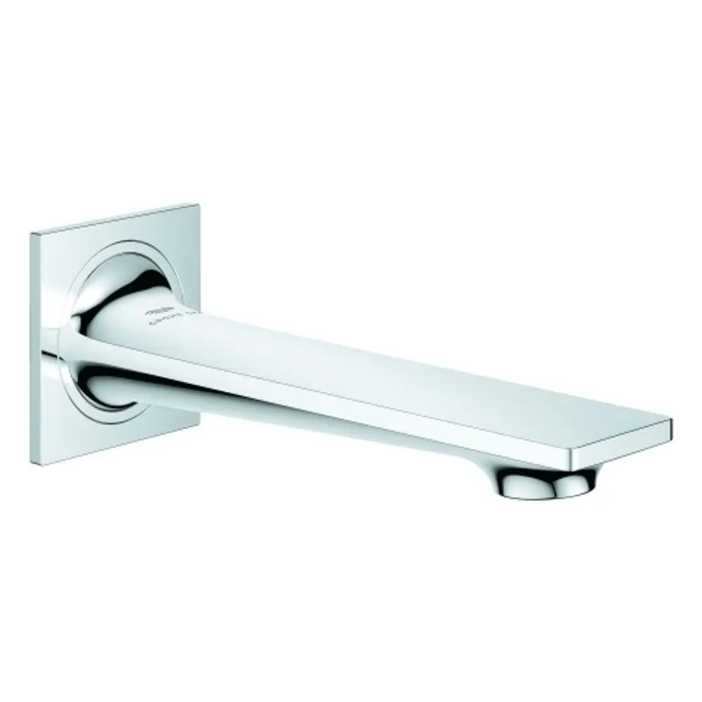 GROHE Wandmontage-Wanneneinlauf in chrom mit geradlinigem Design und quadratischer Wandplatte für die Installation in modernen Badezimmern.