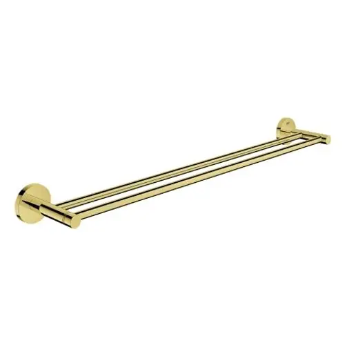 Grohe Doppel-Badetuchhalter aus langlebigem Material, in glänzender Oberfläche, mit zwei parallel verlaufenden Haltestangen zur Handtuchaufbewahrung an der Wand montiert.