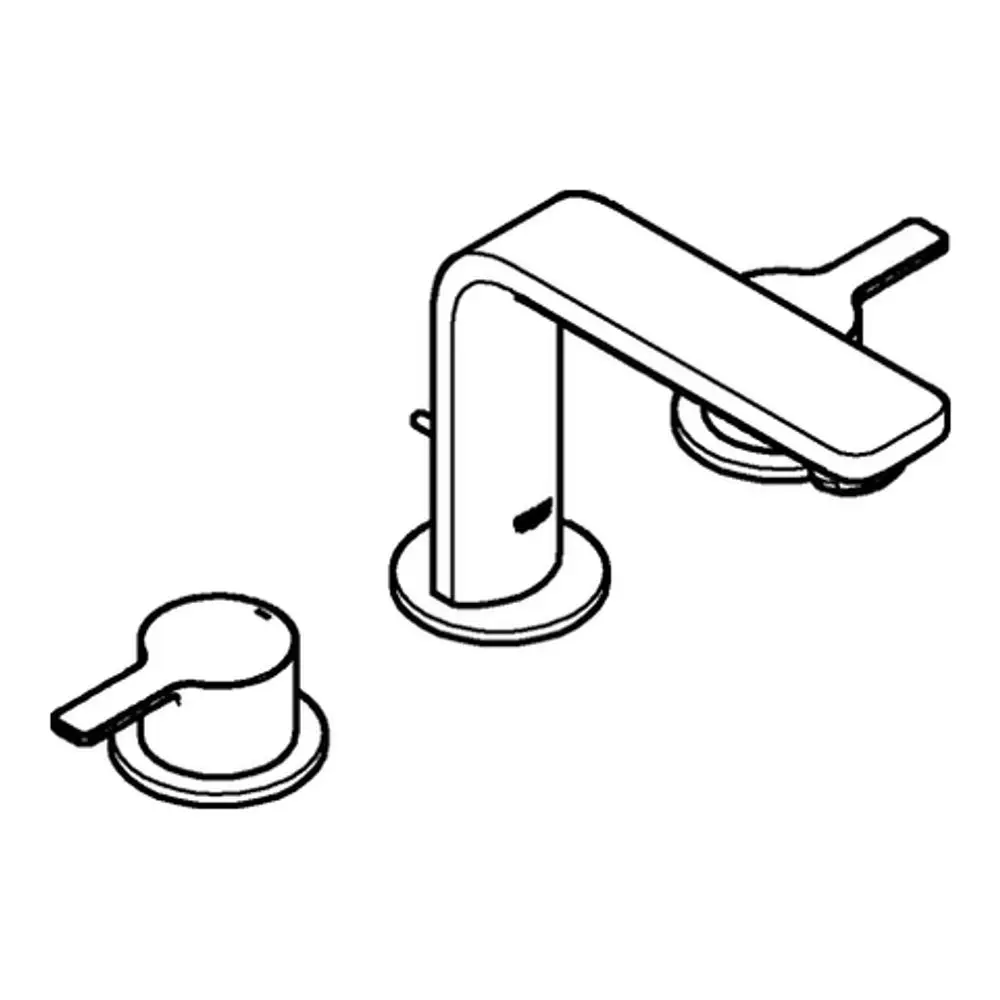 Grohe-Waschtischbatterie mit einem mittelhohen, geraden Auslauf und zwei drehbaren Bediengriffen, in einem schlichten, modernen Design.