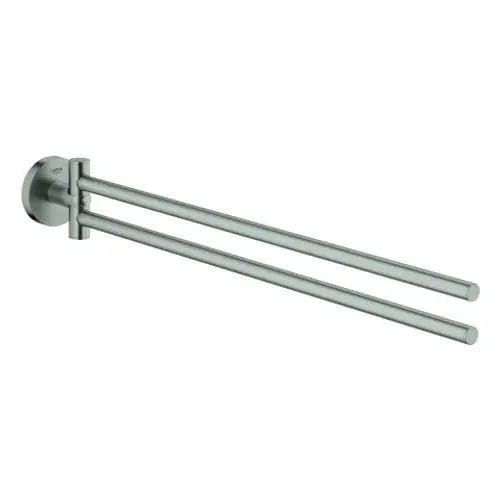 Handtuchhalter von Grohe mit zwei horizontalen Stangen, die an einer Wandhalterung befestigt sind. Das Design ist in einem schlichten, modernen Stil gehalten.