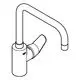 Chromfarbener Wasserhahn von Grohe mit hohem Auslauf und gebogenem Design, geeignet für moderne Waschbeckenanwendungen.
