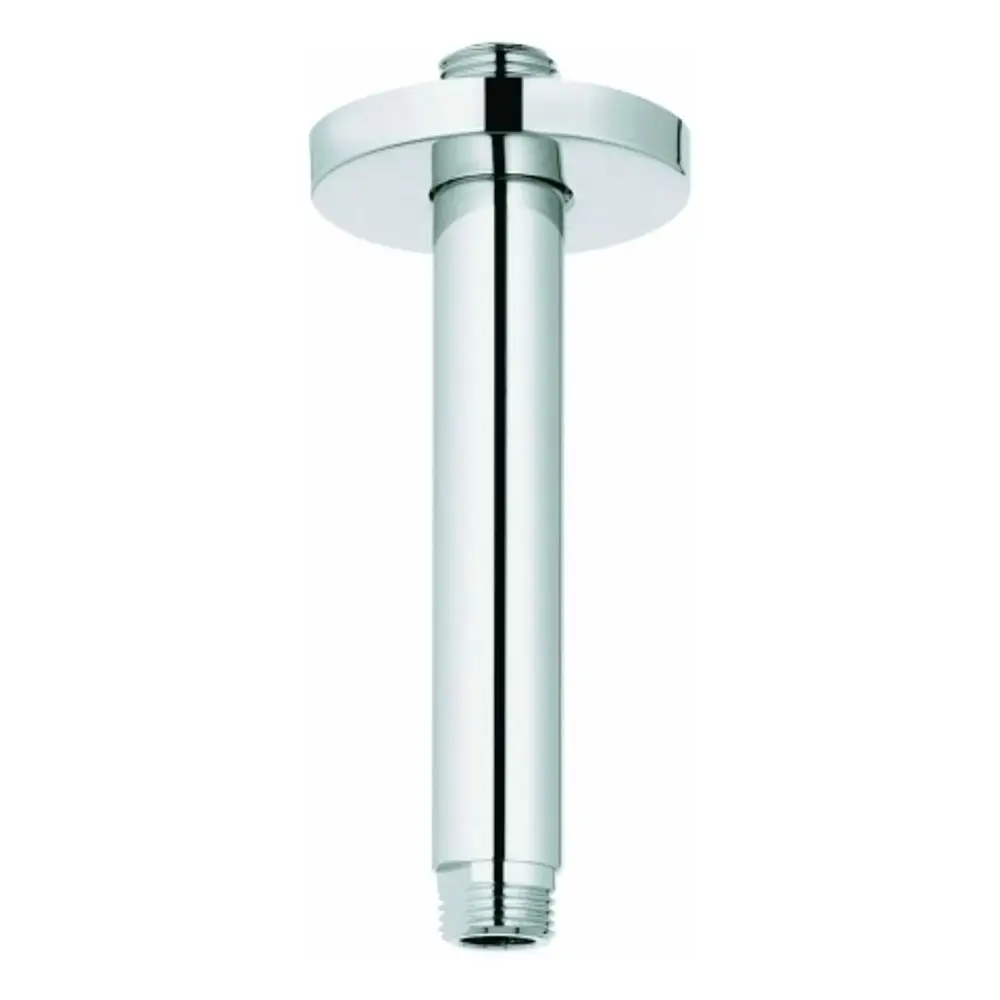 Deckenauslass von Grohe in Chrom mit einem zylindrischen Körper und einer oberen Abdeckung. Die Unterseite hat ein Gewinde für die Verbindung.