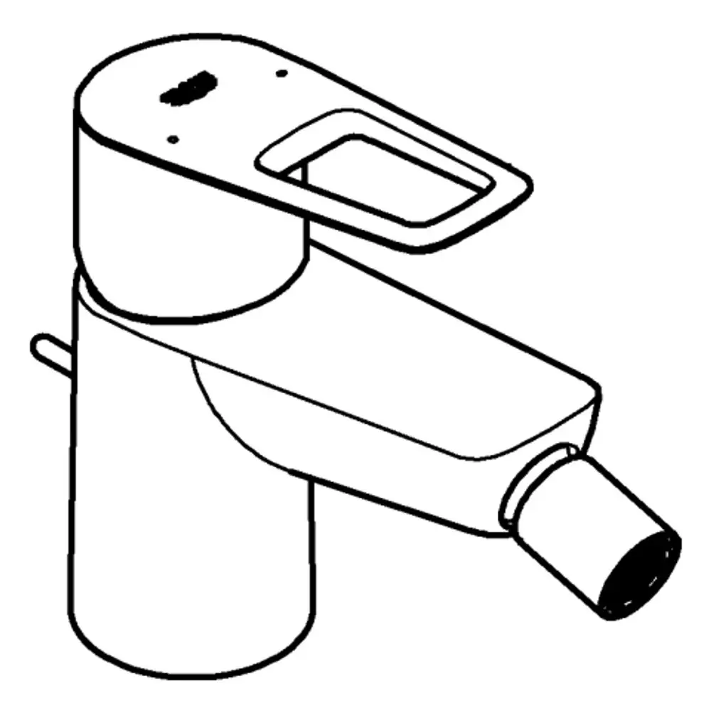 Chromene Grohe-Bidetbatterie mit einem einteiligen Design und einer vertikalen Auslaufkante, geeignet für die Einlochmontage.