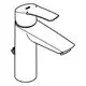 Chromfarbene Armatur von Grohe mit einem flachen Auslauf und einem Hebel zur Steuerung des Wasserflusses.