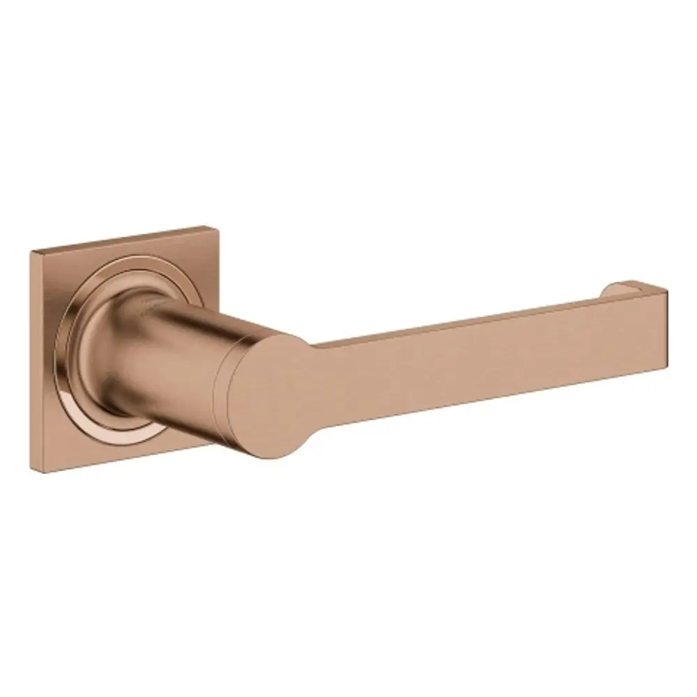 Grohe WC-Papierhalter in gebürstetem warmen Sunset-Finish, rechteckige Montageplatte, schlanker halbrunder Papierhalter, geeignet für moderne Badezimmergestaltung.