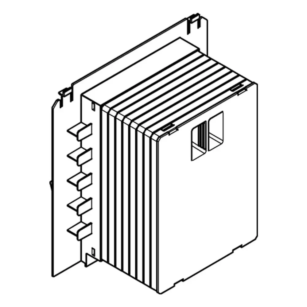 GROHE Revisionsschacht, rechteckige Bauform mit horizontalen Rillen und einer seitlichen Öffnung. Geeignet für Installationen mit Abdeckplatten.