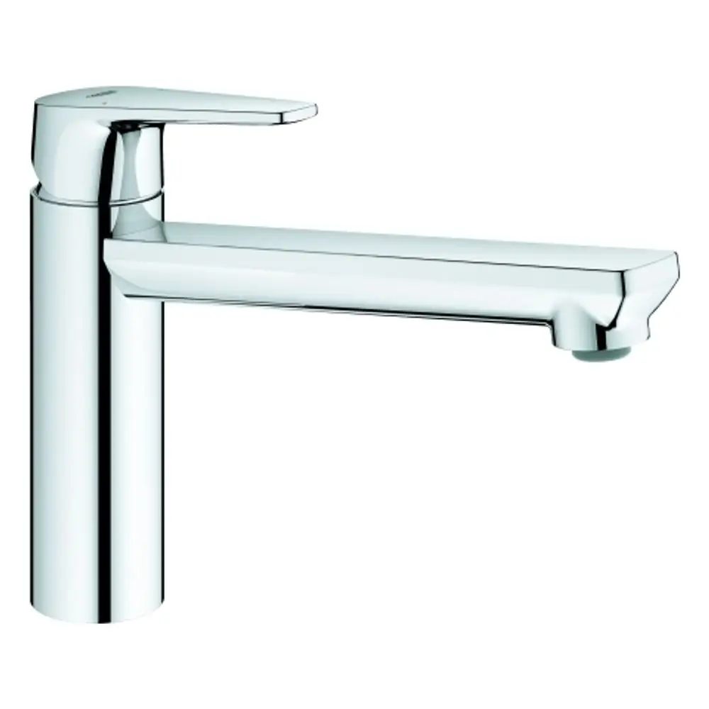 Grohe Armatur mit mittelhohem Auslauf und einem modernen Design aus Chrom, geeignet für den Einsatz in Küchen oder Badezimmern.
