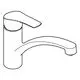 Grohe Einhand-Wasserhahn mit flachem Auslauf für Einlochmontage. Bild zeigt die Konturen des Designs ohne spezifische Maße oder Modellbezeichnung.