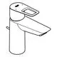 Waschtischarmatur von Grohe mit einem runden, schlanken Körper und einem flachen, breiten Auslauf. Die Oberflächen sind in einem schlichten, modernen Design gehalten.