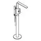 Grohe Wannenbatterie mit senkrechter Montierung, einhebeliger Bedienung und integriertem Ablauf, in gebürstetem Graphit-Finish.