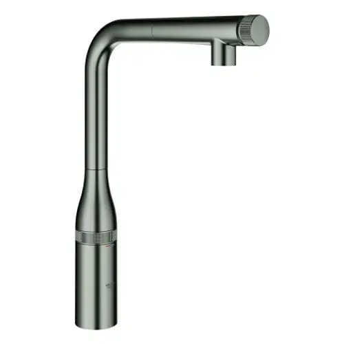 GROHE Armatur in mattem Graphit mit schlanker, eleganter Form und einem kleineren Auslaufwinkel, geeignet für Küchen oder Spülen.