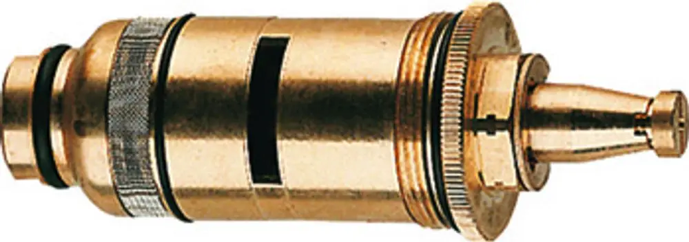 Thermoelement von Grohe, aus Messing, mit geschliffenen Oberflächen und einem konischen Ende. Eignet sich für die Regelung von Wassertemperaturen in Sanitäranlagen.