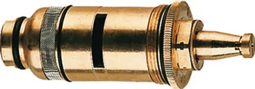 Thermoelement von Grohe, aus Messing, mit geschliffenen Oberflächen und einem konischen Ende. Eignet sich für die Regelung von Wassertemperaturen in Sanitäranlagen.