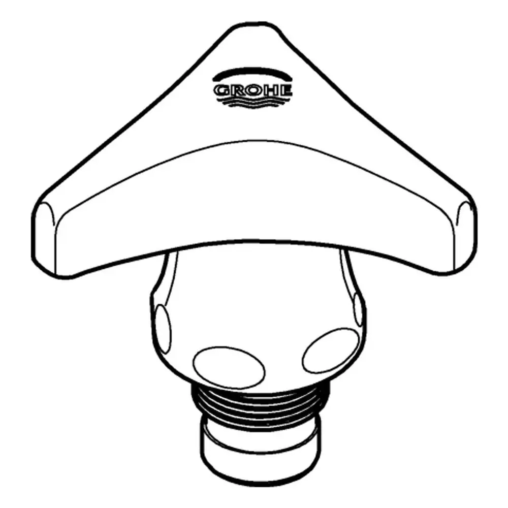 Grohe-Armatur mit Trecorn-Griff in rot und einer unteren Gewindeverbindung. Das Design zeigt eine anthrazitfarbene Oberfläche.