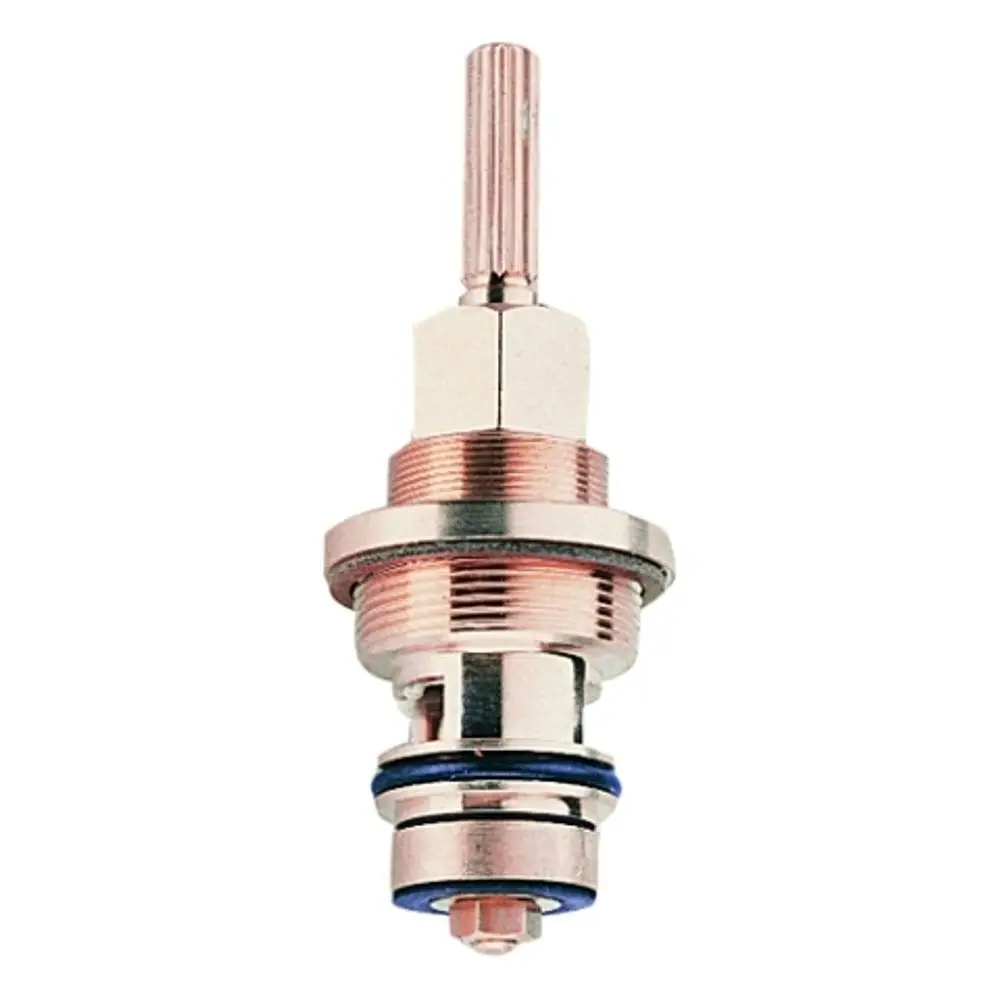 Edelstahl-Grohe-Oberteil mit einem langen, zylindrischen Teil und einer Gewindeverbindung, geeignet für Armaturen mit 3- und 4-Wege-Umstellungen.