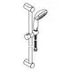 Brausegarnitur mit Handbrause und verstellbarem Halter. Das Produkt von Grohe zeigt eine einfache, unkomplizierte Montageoption für Duschen.