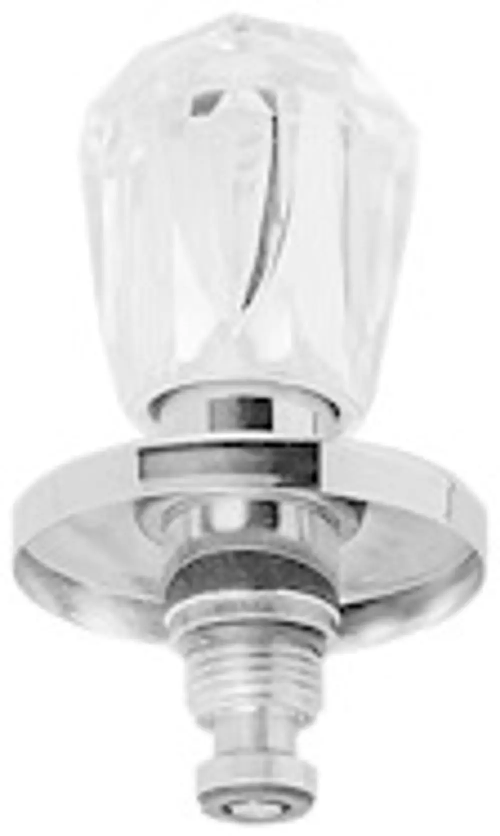 GROHE Ventiloberteil mit chromfarbener Basis und transparentem Griff, geeignet für UP-Ventile, mit markanter blauer Kennzeichnung.