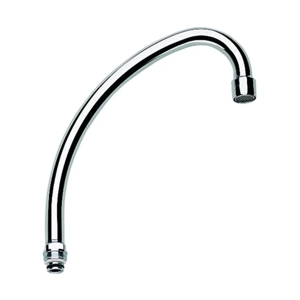 Chromfarbener Auslauf von Grohe, gebogen, mit einem Anschluss. Geeignet für die Montage an entsprechenden Armaturen.