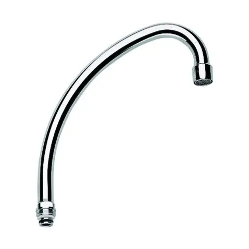 Chromfarbener Auslauf von Grohe, gebogen, mit einem Anschluss. Geeignet für die Montage an entsprechenden Armaturen.