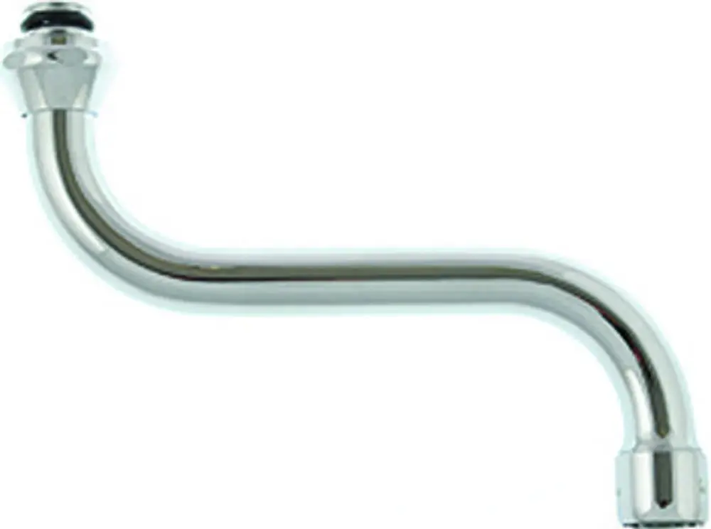 Chromfarbener Auslauf von Grohe mit gebogenem Design, der für Wasserleitungen verwendet wird.