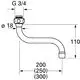 GROHE S-Auslauf mit einem gebogenen Rohr, einem Anschluss von G 3/4 oben und einem Durchmesser von 18 mm, geeignet für Sanitärinstallationen.