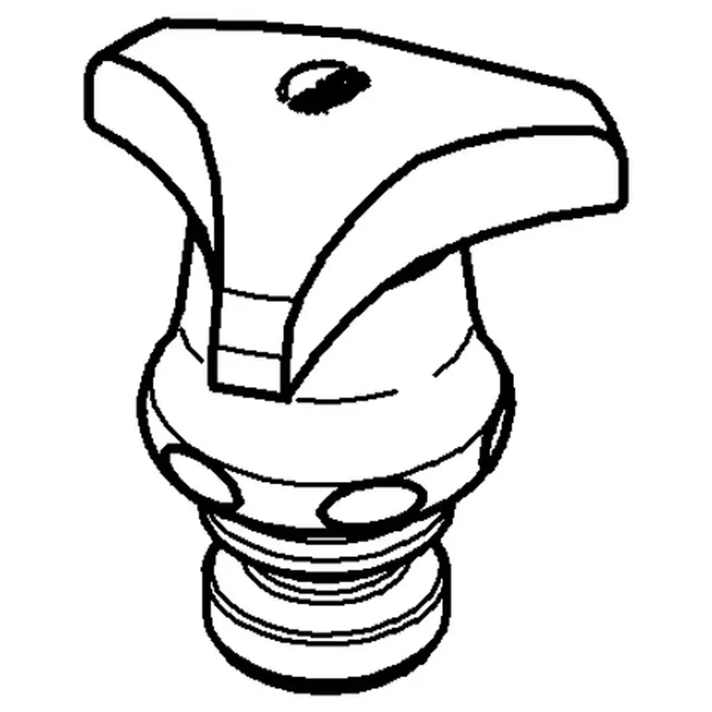Grohe Oberteil mit Trecorn Griff, rot markiert, in chromfarbener Ausführung. Die Form ist ergonomisch und besitzt eine zentrale Öffnung.