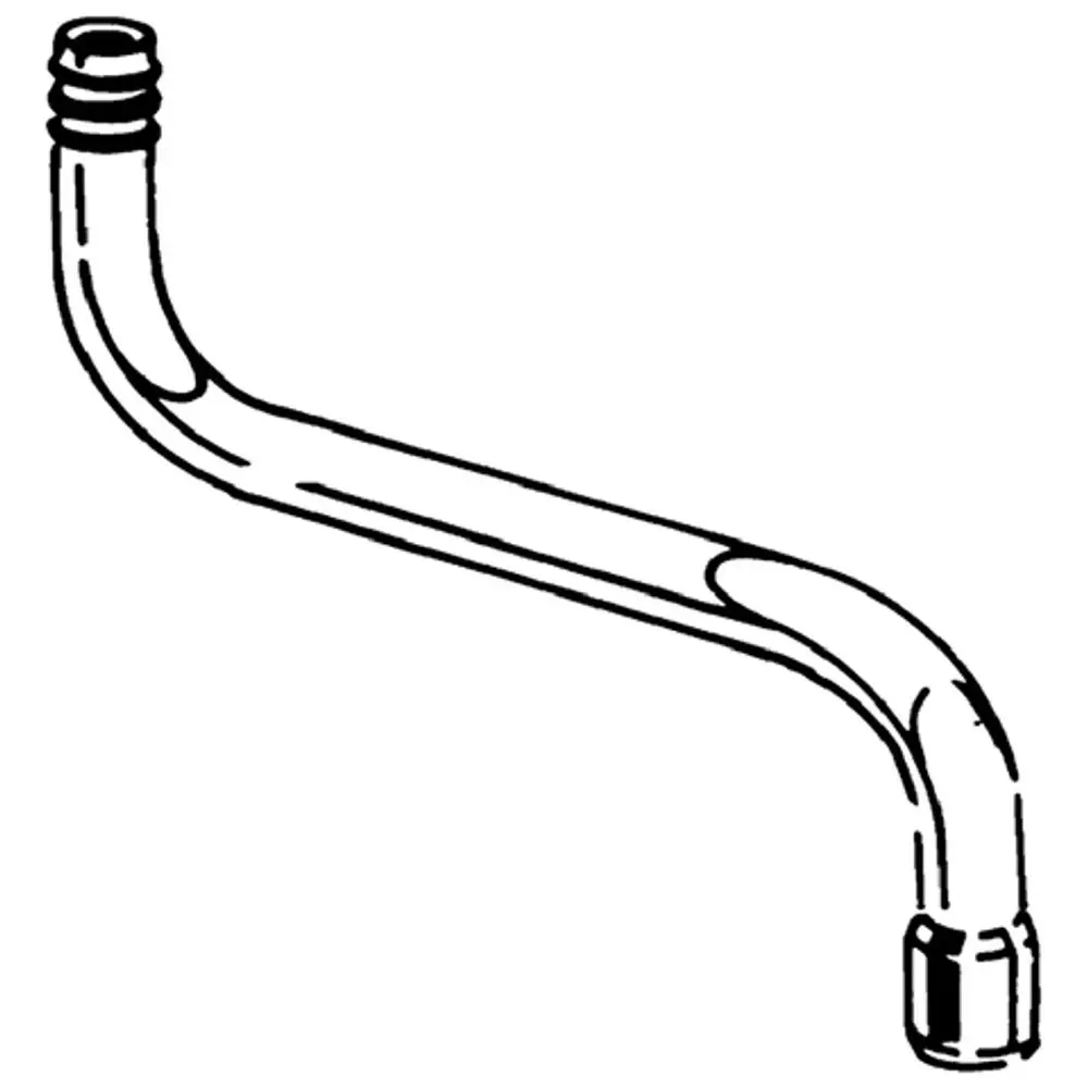 Ein verchromter Rohrauslauf mit einem geschwungenen Design und einem Gewindeanschluss. Das Produkt stammt von Grohe und zeigt eine schwenkbare Funktion.