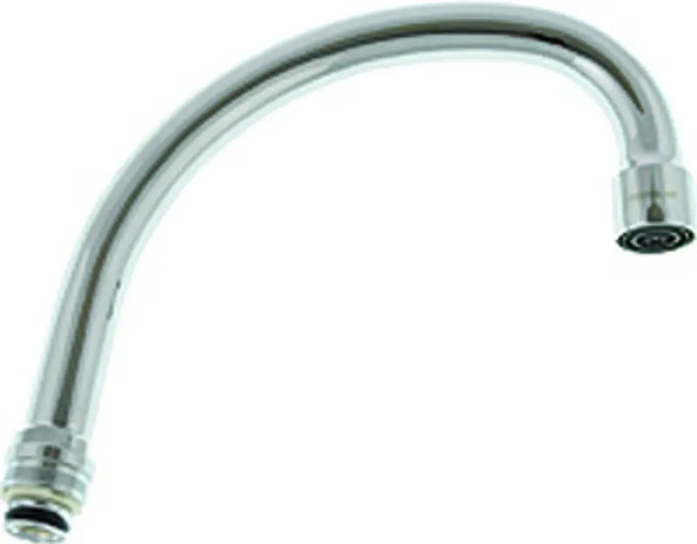 GROHE Rohrauslauf in chrom mit gebogenem Design, geeignet für die Montage an Armaturen, Anschluss M22x1 und schwenkbar.