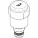 Grohe-Produkt mit runder Oberseite und seitlichen Griffen. An der Unterseite eine Gewindeverbindung. Sichtbare Markenkennung oben. Bestandteil eines Sanitärsystems.
