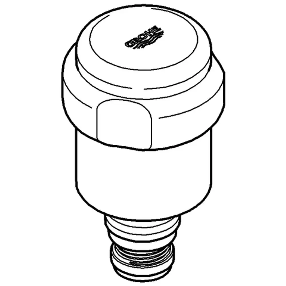 Grohe-Produkt, rundes Oberteil mit leicht gewölbtem Deckel und seitlicher Aussparung, Schraubgewinde an der Unterseite, für Sanitäranwendungen.