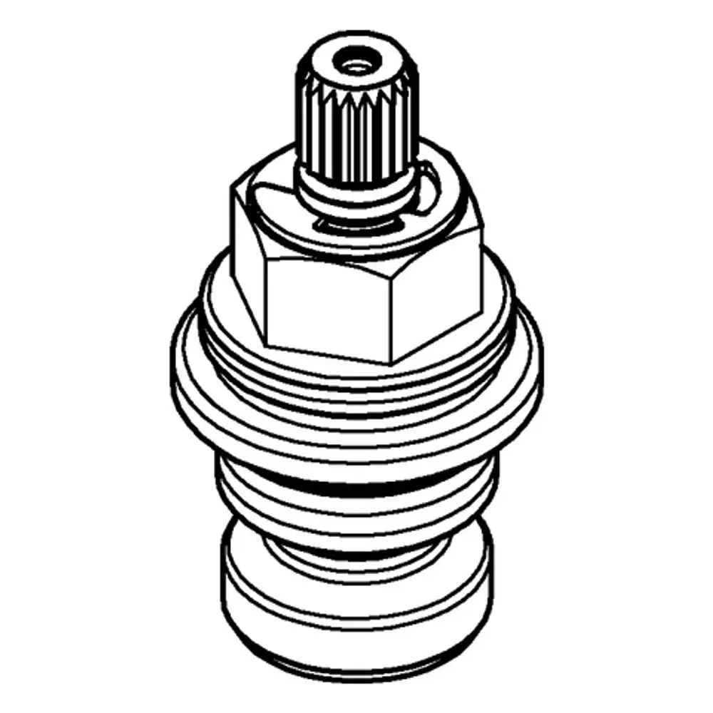 Grohe-Oberteil mit gewendeltem Design, aus Metall, in der Mitte mit einem runden Griff für Anpassungen. Geeignet für Wasserinstallationen.