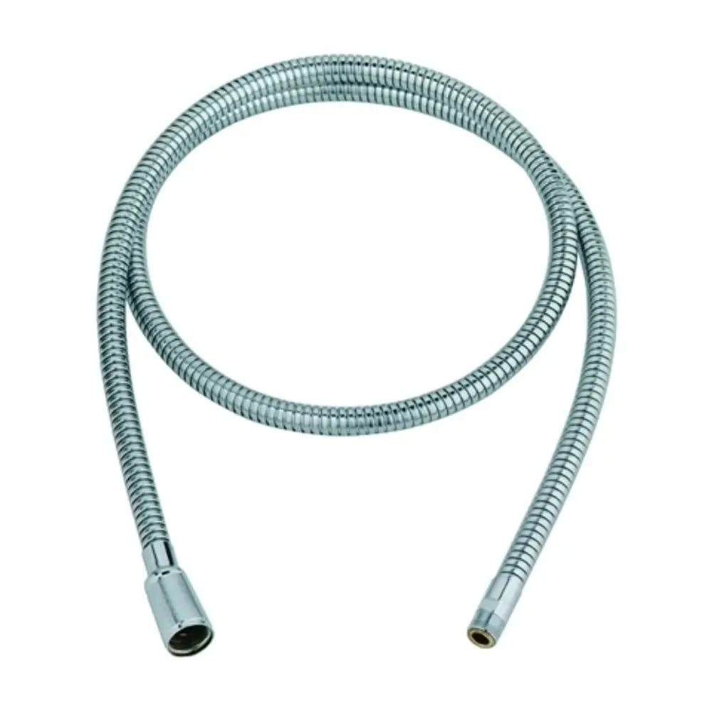 Metallener Brauseschlauch in chrom, mit beidseitigen Anschlüssen. Eignet sich für Spültischarmaturen und ist von der Marke Grohe.
