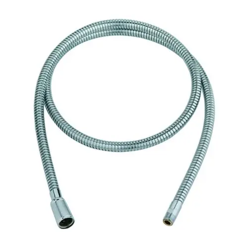 Metallener Brauseschlauch in chrom, mit beidseitigen Anschlüssen. Eignet sich für Spültischarmaturen und ist von der Marke Grohe.