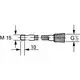 Grohe Brauseschlauch mit M15- und G1/2"-Anschluss, grafische Darstellung der Maße und Form des Schlauchs für Spültischarmaturen.