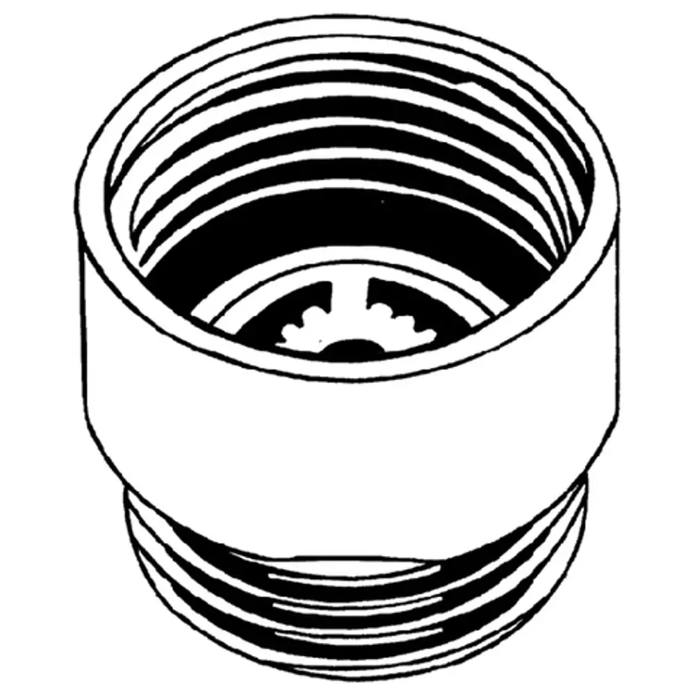 Grohe Durchflusskonstanthalter mit Innengewinde, zur Verwendung in Hand- und Seitenbrausen. Sichtbares Innenprofil zur Regulierung des Wasserflusses.