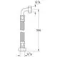 Flexibler Druckschlauch von Grohe mit einem Knick, ausgestattet mit zwei G3/8"-Anschlüssen. Die Länge beträgt 350 mm. Darstellung von technischen Maßen und Verbindungsdetails.