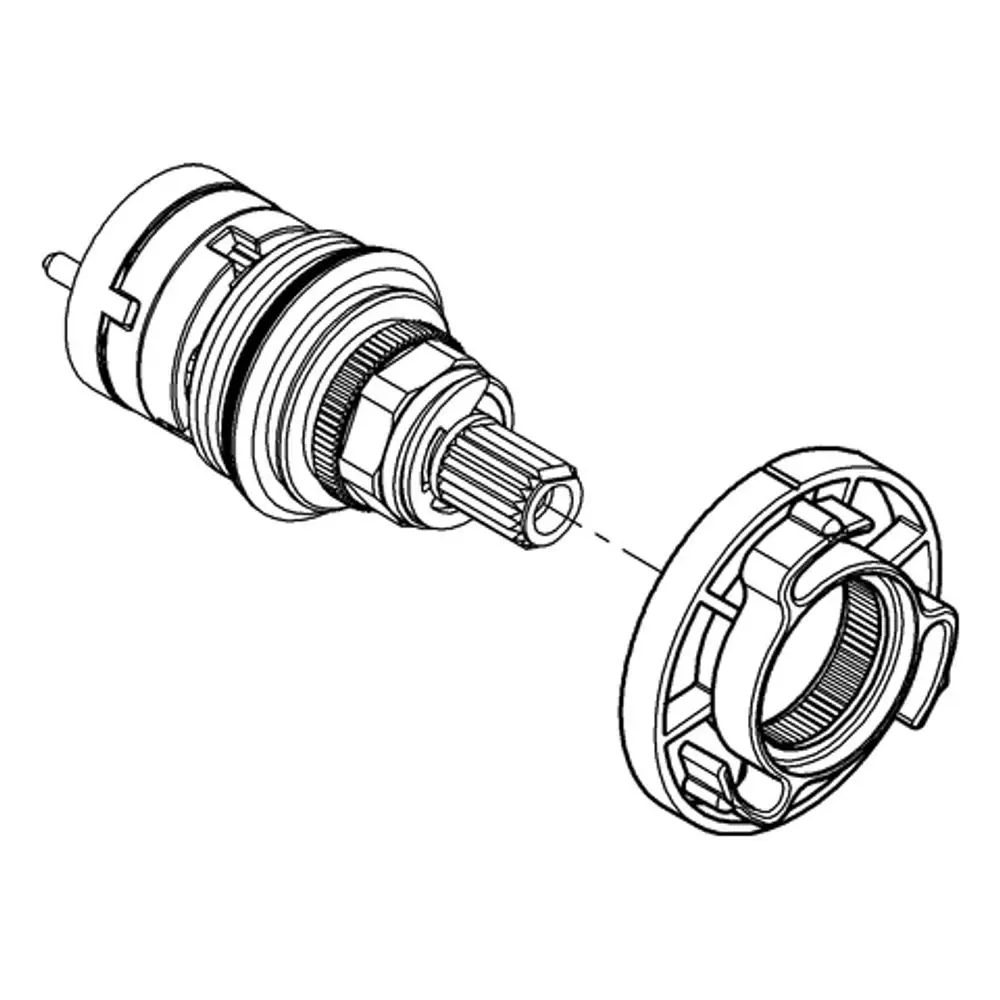 GROHE Umstellung mit einem runden Bauteil und einem geteilten Anschlussöffnung, geeignet für die Integration in Sanitärsysteme.