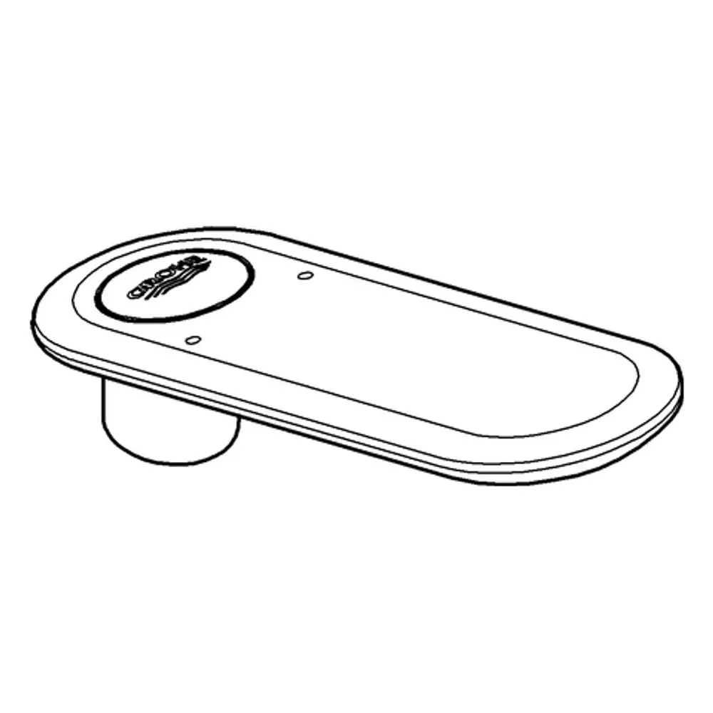 Hebel von Grohe, oval mit einer runden Aussparung. Das Design ist schlicht und eignet sich für verschiedene Installationen in Sanitärräumen.
