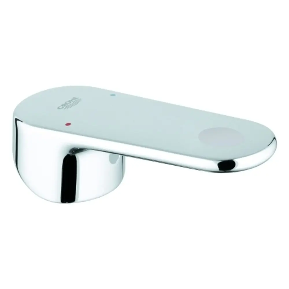 GROHE Armatur mit flachem Hebel in Chrom, ausgestattet mit Temperaturmarkierungen in Rot und Blau sowie einem Sensor für berührungslose Bedienung.