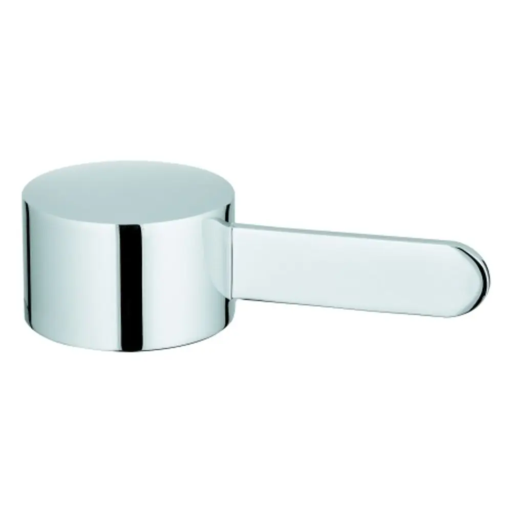 Grohe Hebel in verchromter Ausführung, mit runder Kopfplatte und einem seitlichen Griff zum Bedienen. Einfaches, funktionales Design für Armaturen.