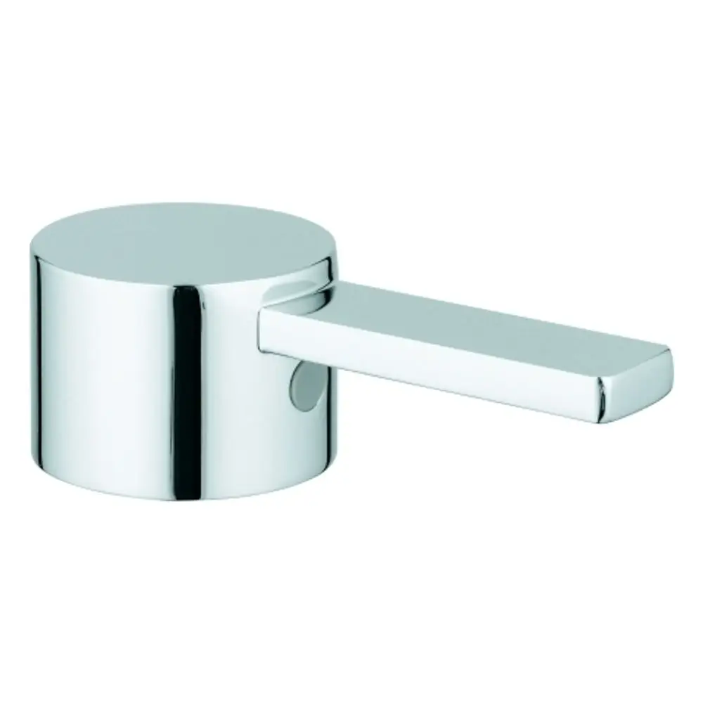 Chromfarbener Griff von Grohe mit runder Basis und schmalem Hebel für eine präzise Bedienung, geeignet für verschiedene Anwendungen im Badezimmer oder der Küche.
