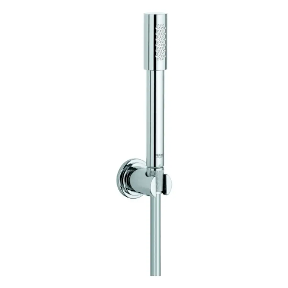 Grohe Wandbrause mit Halter, verchromt, kurzer Handbrause. Ideal für die Montage an der Wand, funktional und schlicht im Design.