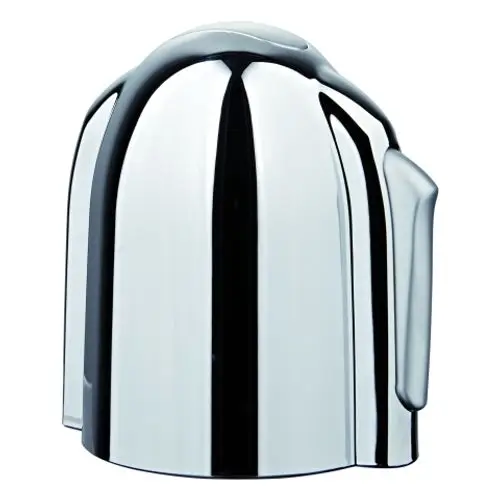 Griff von Grohe, glänzende chromfarbene Oberfläche, abgerundete Form mit seitlichem Ausguss. Eignet sich für Armaturen in modernen Badezimmern.