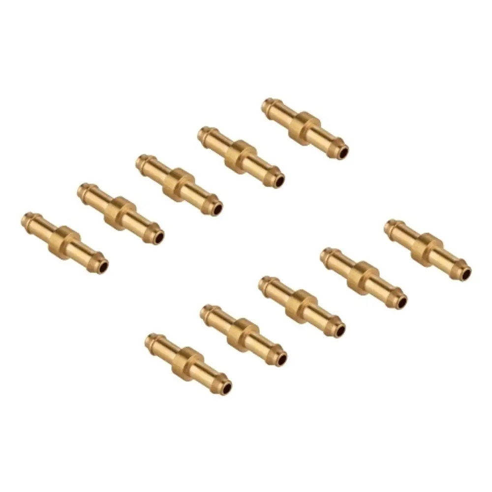 Zehn cuivrefarbene Nippel von Grohe, gleichmäßig angeordnet, mit kleinem Durchmesser an beiden Enden und mittlerem Verjüngungspunkt.
