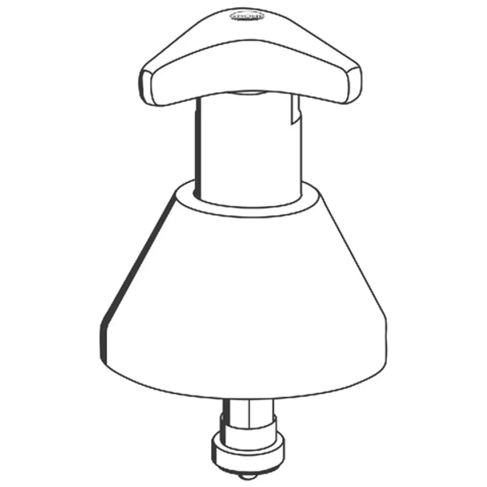 Grohe Ventiloberteil mit konischer Form und grifffreundlichem Hebel, geeignet für UP-Ventile. Klein und funktional, in schlichter chromfarbener Ausführung.