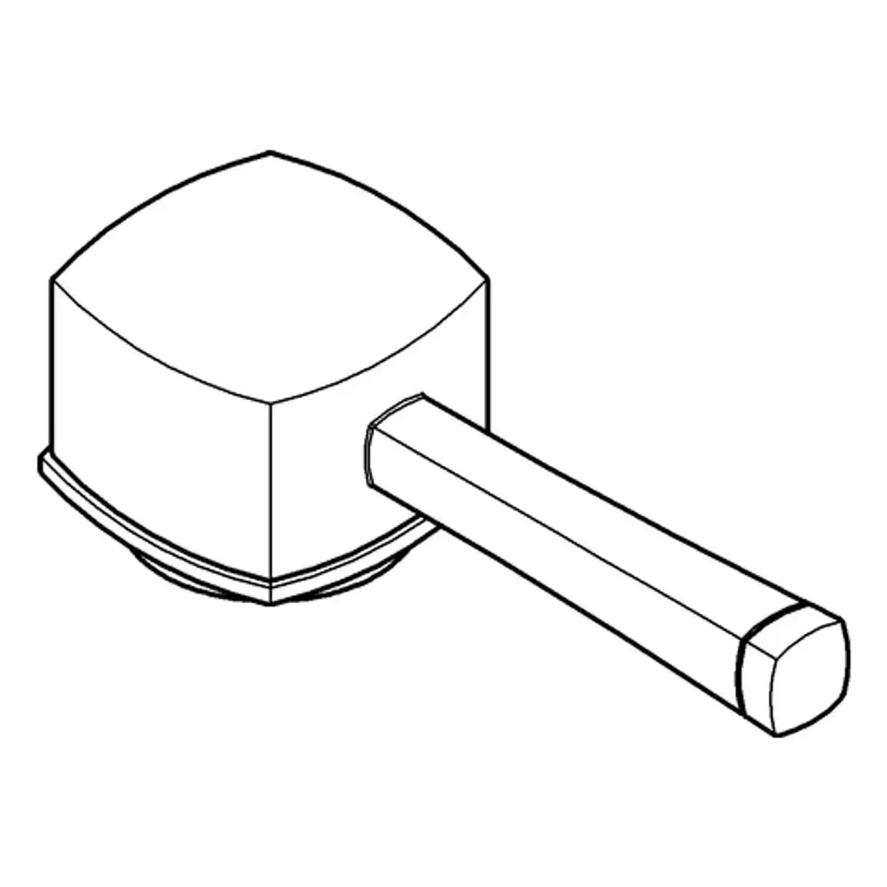GROHE Griff in chromfarbenem Finish, mit einem quadratischen Kopf und einem runden Griff, dargestellt aus einer seitlichen Perspektive.