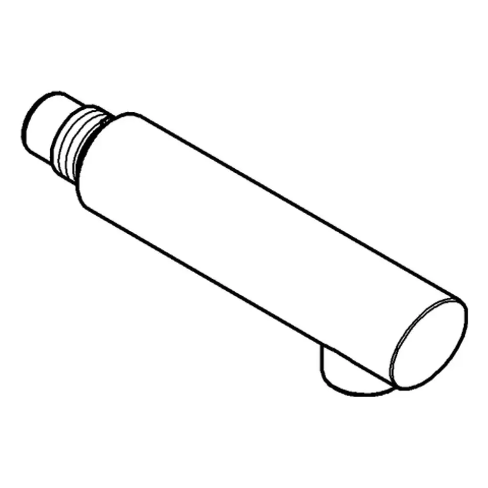 Weißer Auslauf mit gewindetem Anschluss von Grohe, zylindrische Form mit rundem Ende und seitlichem Auslass.