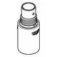 Grohe Spülbrause mit zylindrischer Form und Anschlussgewinde. Oberseite mit durchgehendem Öffnungsbereich und seitlichem Stift für die Befestigung.